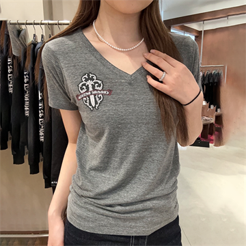 chrome hearts dagger vine graphic v neck short sleeve t-shirt